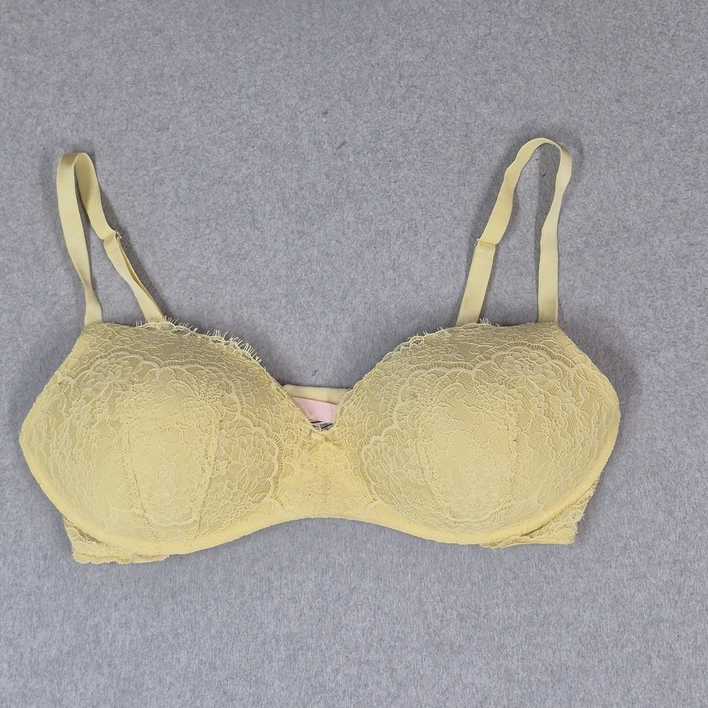 Victoria's Secret Women Bra 38DD Yellow Dream Angels Adjustable Padded T-Shirt